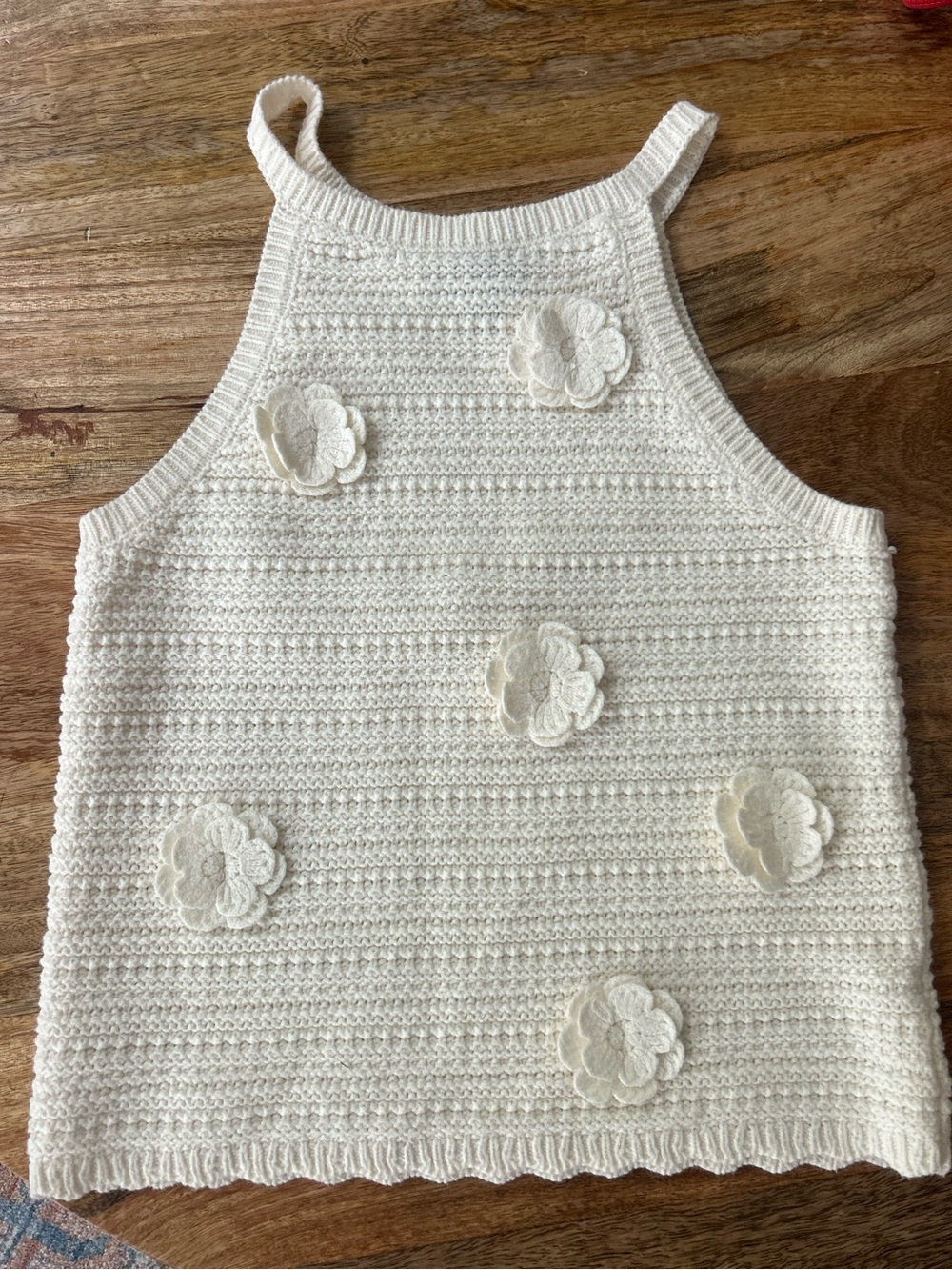 Girls Art Class Crochet Flower Tank Top - Cream